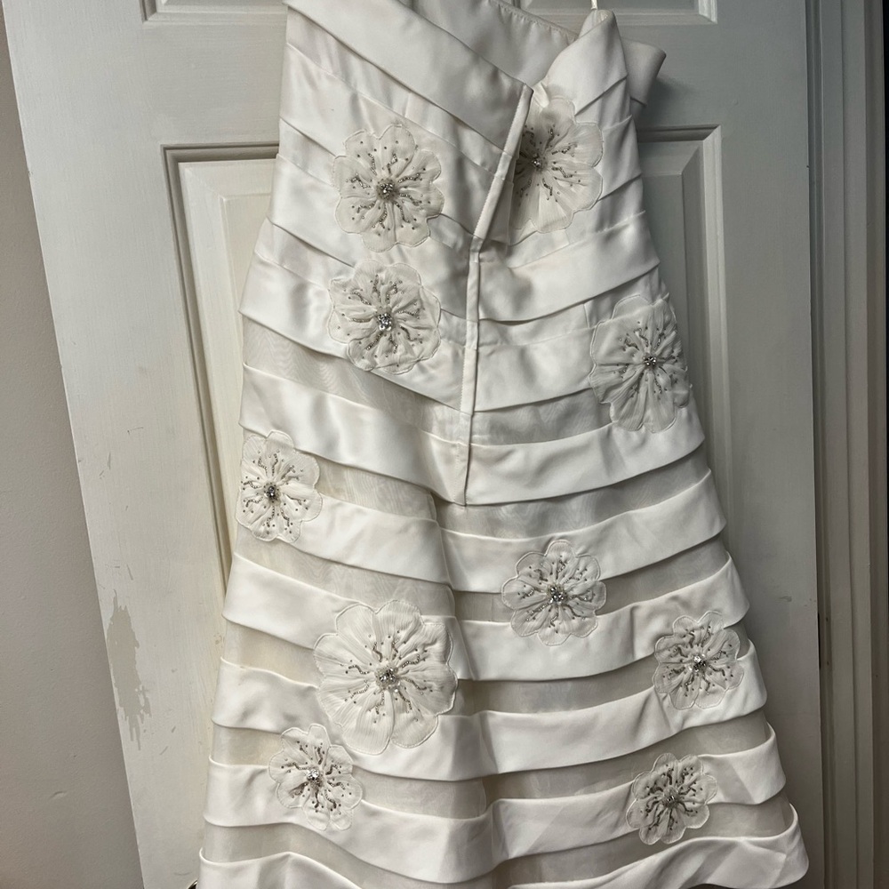 Ina Ivory Strapless Tiered Floral Appliqué Bridal Gown - Picture 2 of 3